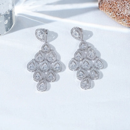 Pear Cut Lab Diamond Chandelier Drop Earrings