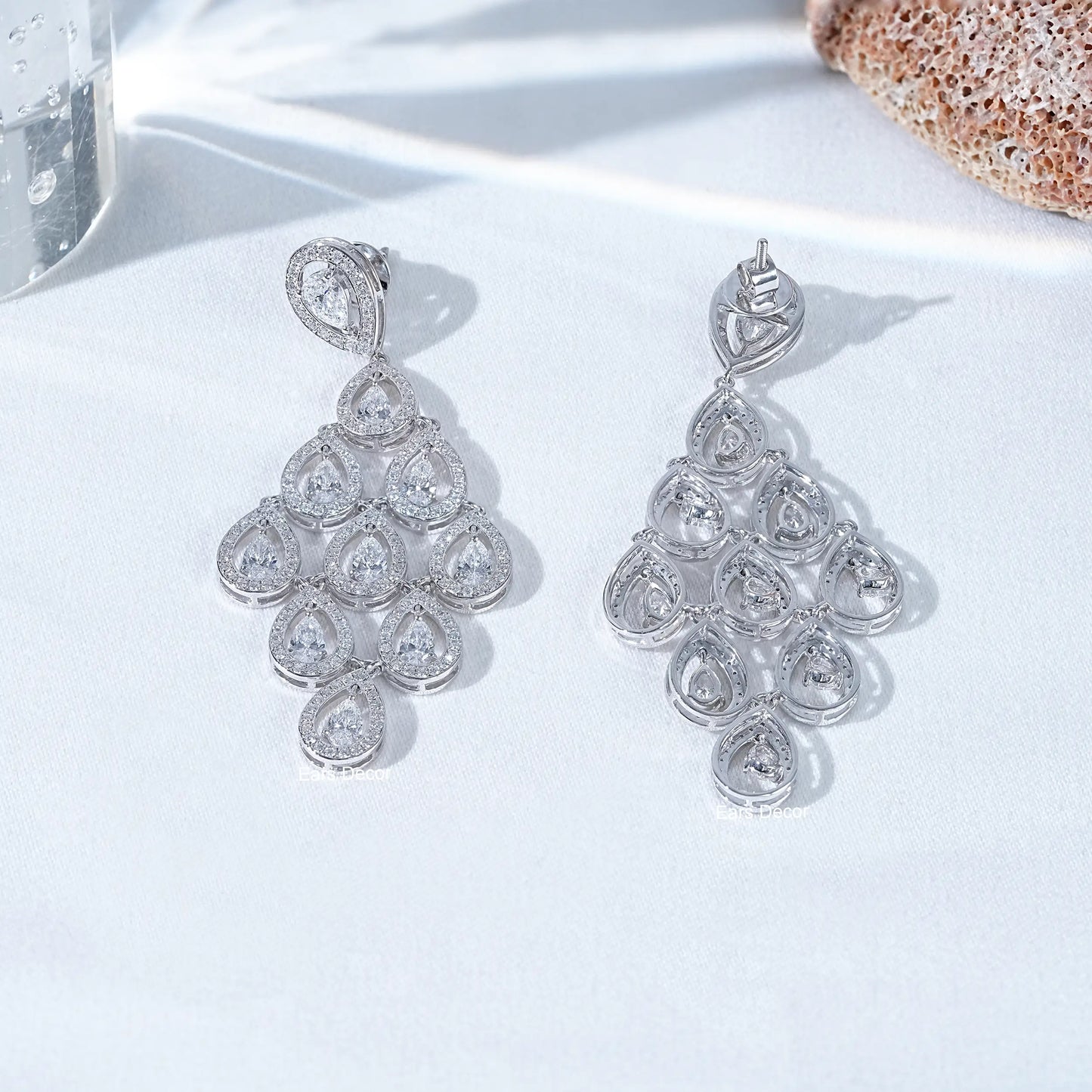Pear Cut Lab Diamond Chandelier Drop Earrings