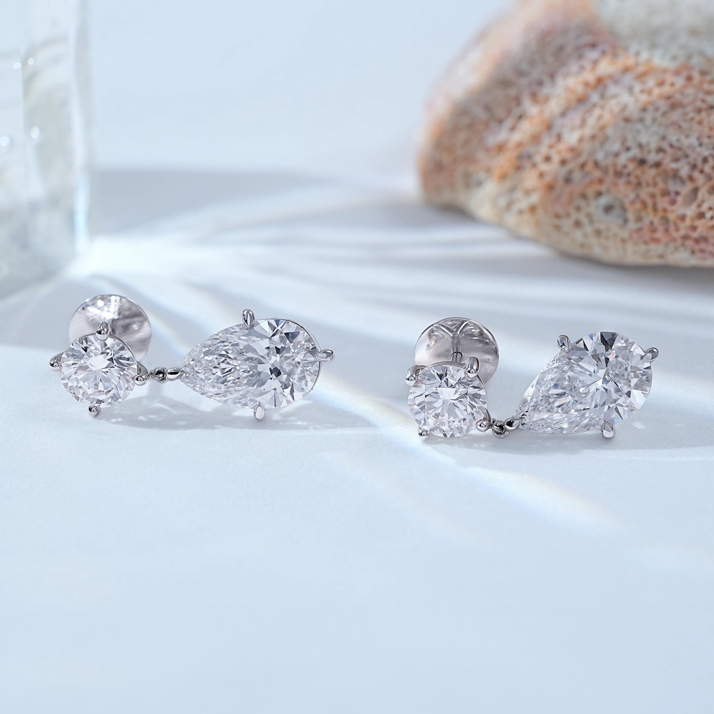 Pear & Round Lab Diamond Drop Earrings