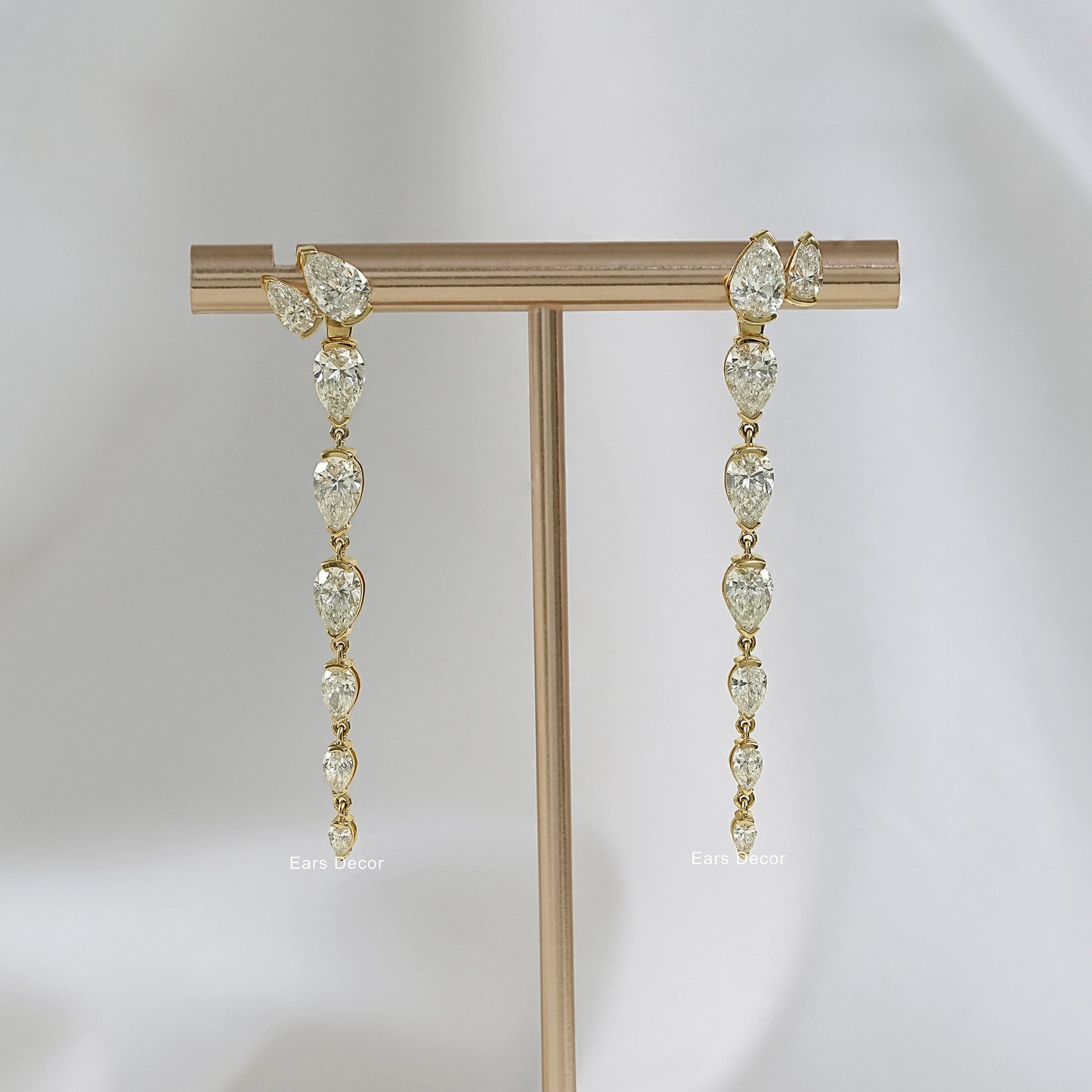 Pear Cut Lab Diamond Liner Drop Earrings