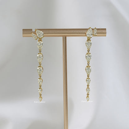 Pear Cut Lab Diamond Liner Drop Earrings