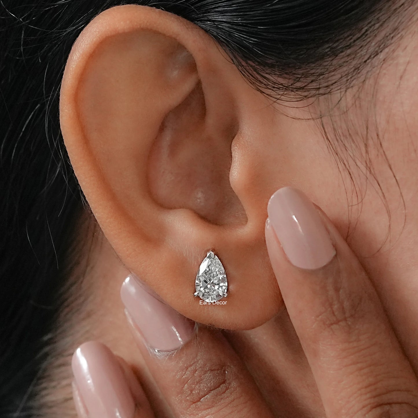 2.00 TCW Pear Cut Lab Grown Diamond Stud Earrings