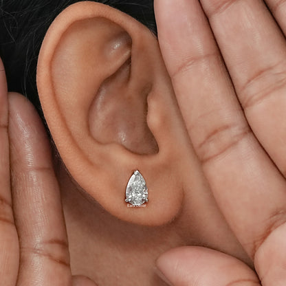 2.00 TCW Pear Cut Lab Grown Diamond Stud Earrings