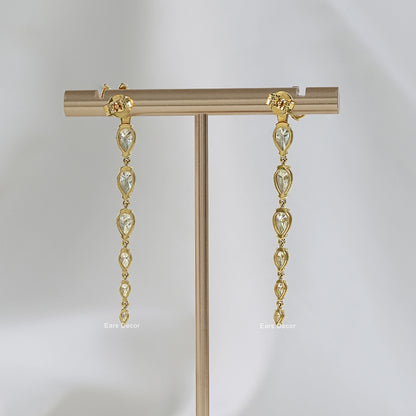 Pear Cut Lab Diamond Liner Drop Earrings
