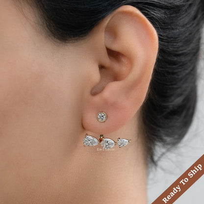 Pear Cut Diamond Ear Jacket Earring
