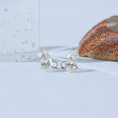 Clip On Pear Lab Diamond Stud Earrings