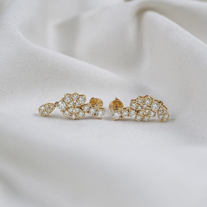Round Cut Natural Diamond Pear Drop Earrings