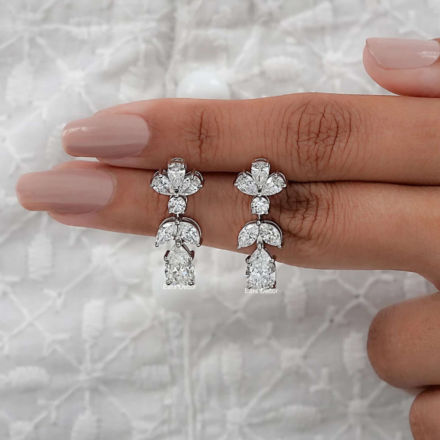 Marquise & Pear Lab Diamond Drop Earrings