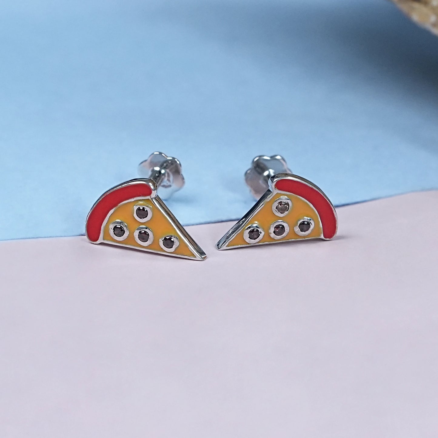 Pizza Slice Gemstone Stud Earrings