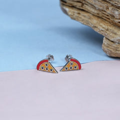 Pizza Slice Gemstone Stud Earrings