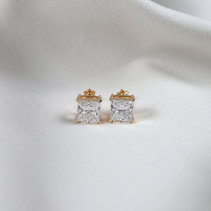 Princess Cut Lab Diamond Solitaire Stud Earrings