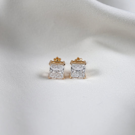 Princess Cut Lab Diamond Solitaire Stud Earrings