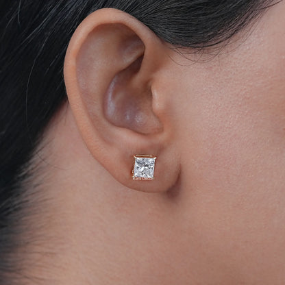 Princess Cut Lab Diamond Solitaire Stud Earrings