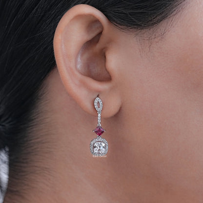 Old Mine Cushion Cut Halo Dangle Earrings