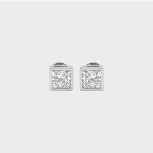 Princess Cut Earth Mined Diamond Solitaire Stud