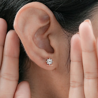 Asscher Cut Lab Diamond Stud Earrings
