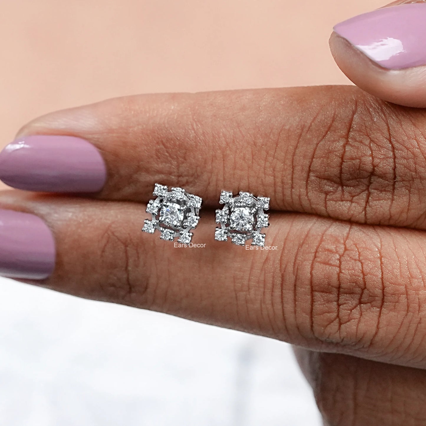 Round Cut Natural Diamond Dainty Earrings