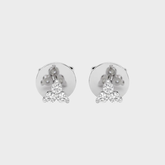 Natural Round Diamond Trio Tiny Stud Earrings