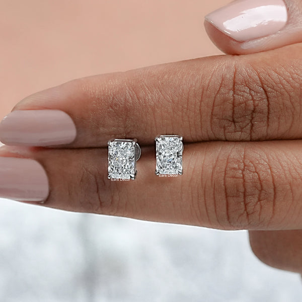 Radiant Cut Lab Grown Diamond Stud Earrings