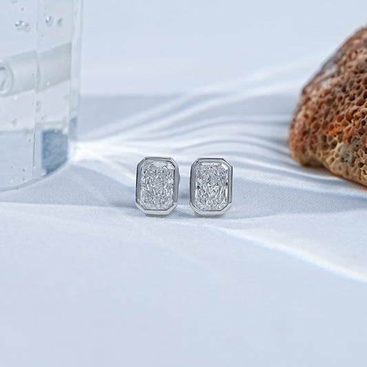 Radiant Cut Bezel Set Lab Grown Diamond Solitaire Stud