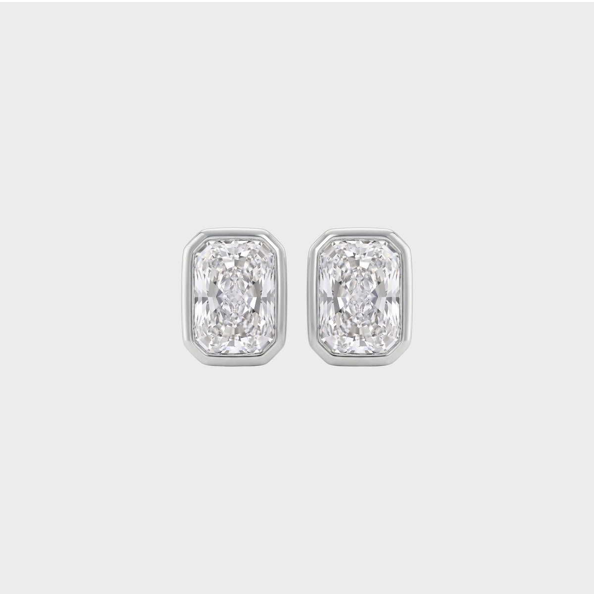 Radiant Cut Bezel Set Lab Grown Diamond Solitaire Stud