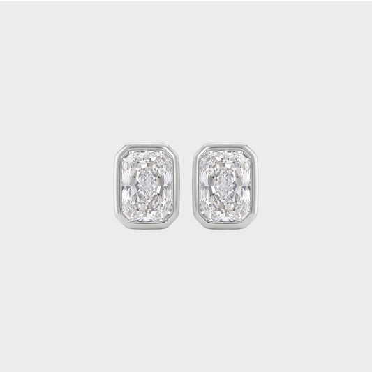 Radiant Cut Bezel Set Lab Grown Diamond Solitaire Stud