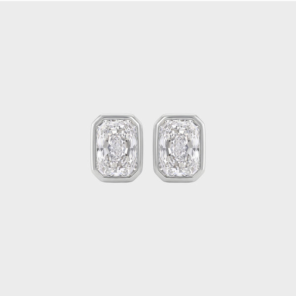 Radiant Cut Bezel Set Lab Grown Diamond Solitaire Stud