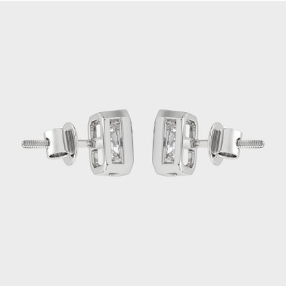 Radiant Cut Natural Diamond Bezel Set Solitaire Stud