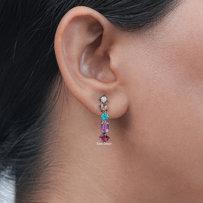 Multiple Shape Rainbow Gemstone Drop Earrings