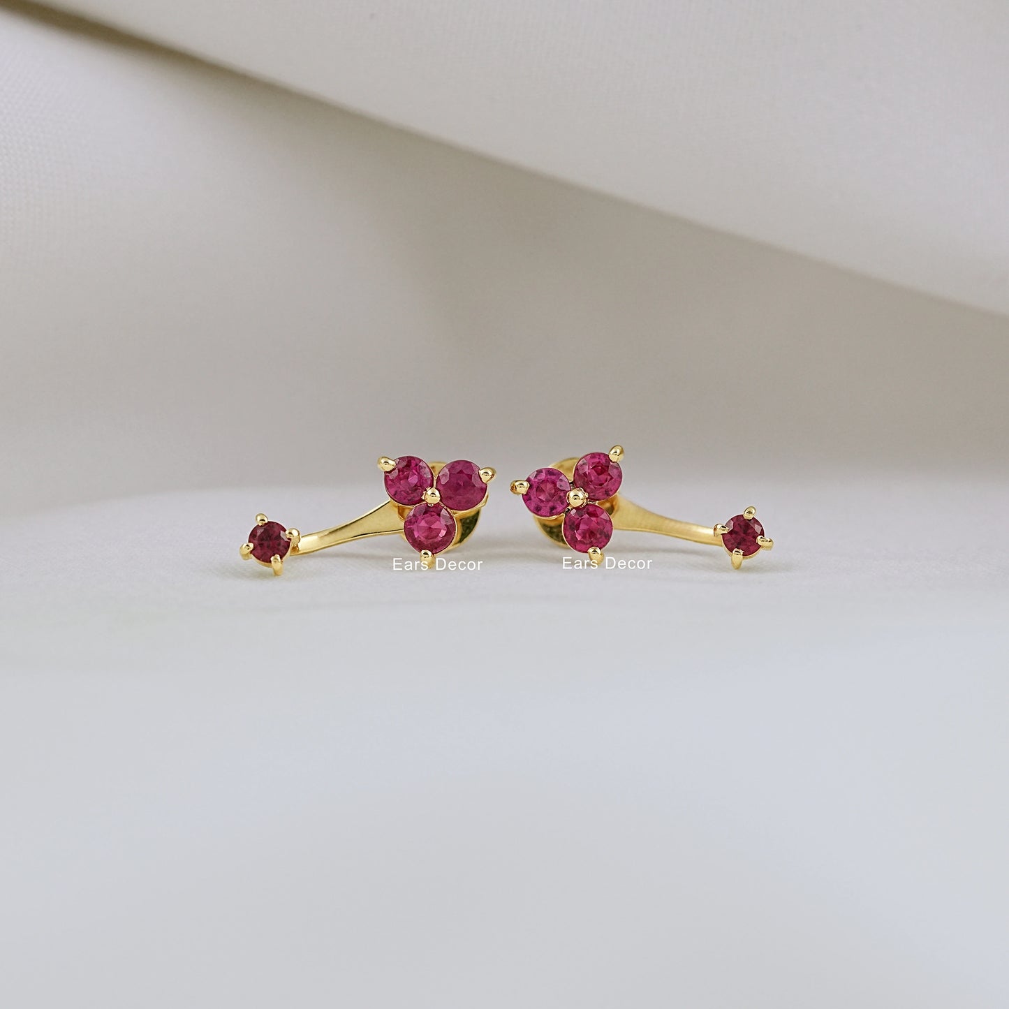 Red Ruby Gemstone Jacket Earring