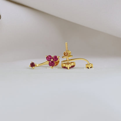 Red Ruby Gemstone Jacket Earring