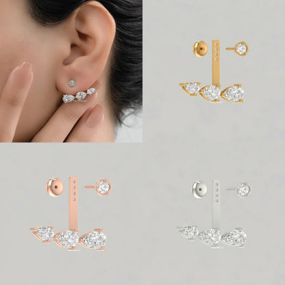 Pear Cut Diamond Ear Jacket Earring