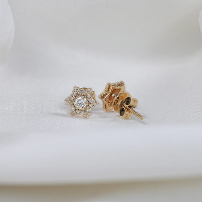 Round Cut Lab Diamond Cluster Stud Earrings
