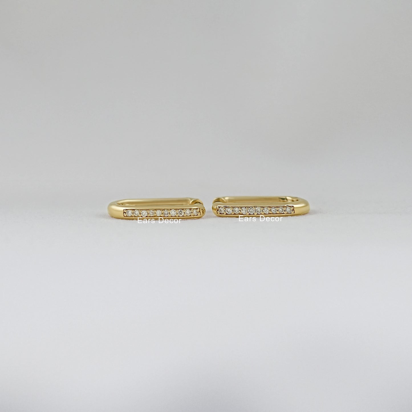 Round Lab Diamond Channel Set Hoop Earring