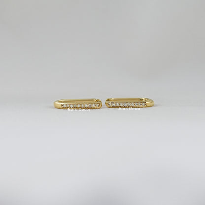 Round Lab Diamond Channel Set Hoop Earring