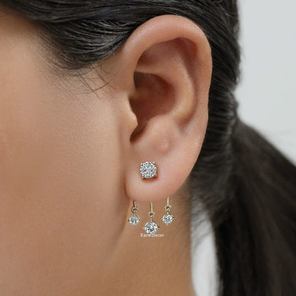 Round Lab Diamond Ear Jacket Earring