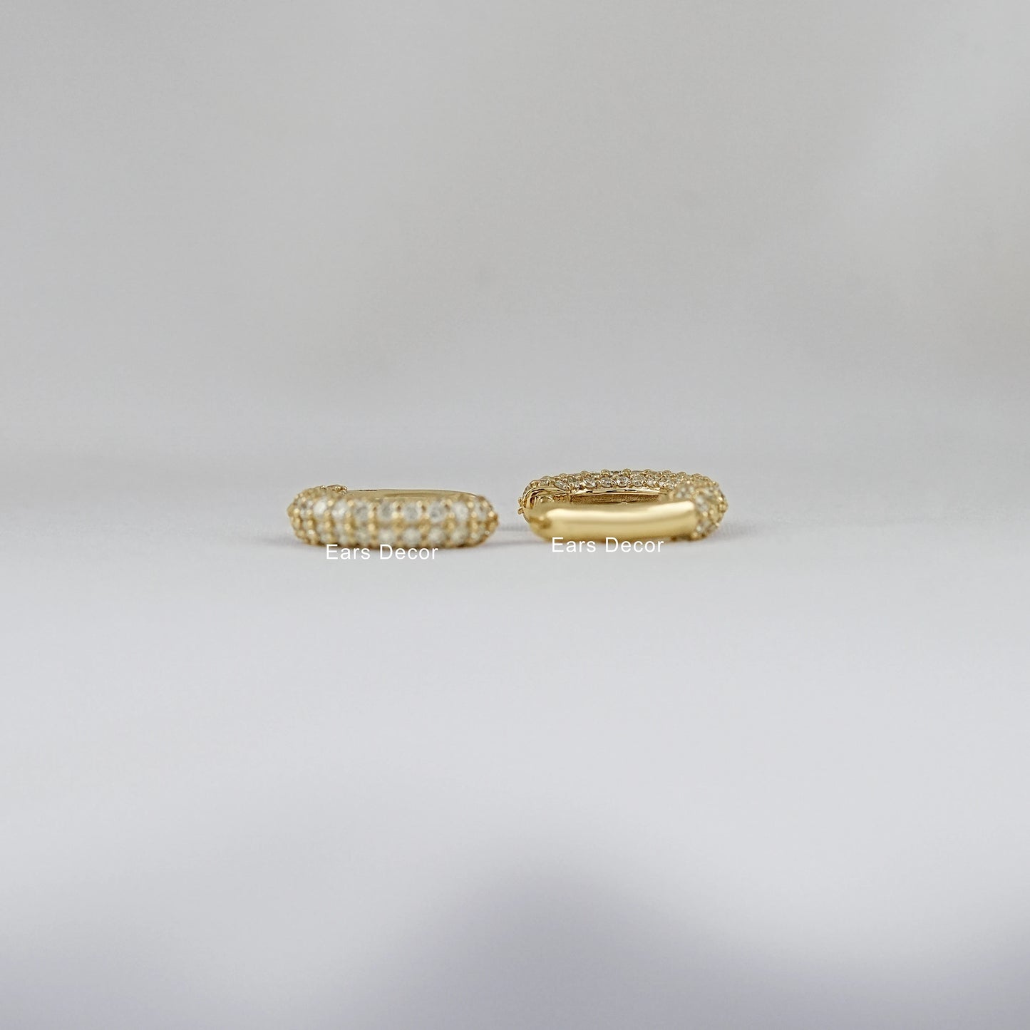 Round Lab Diamond Pave Set Huggie Hoop Earring