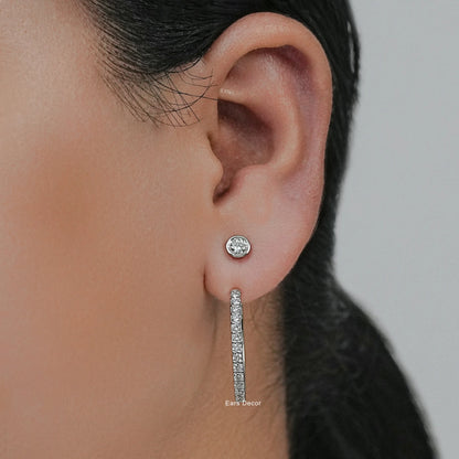 Round Diamond With Hoop Jacket Earring