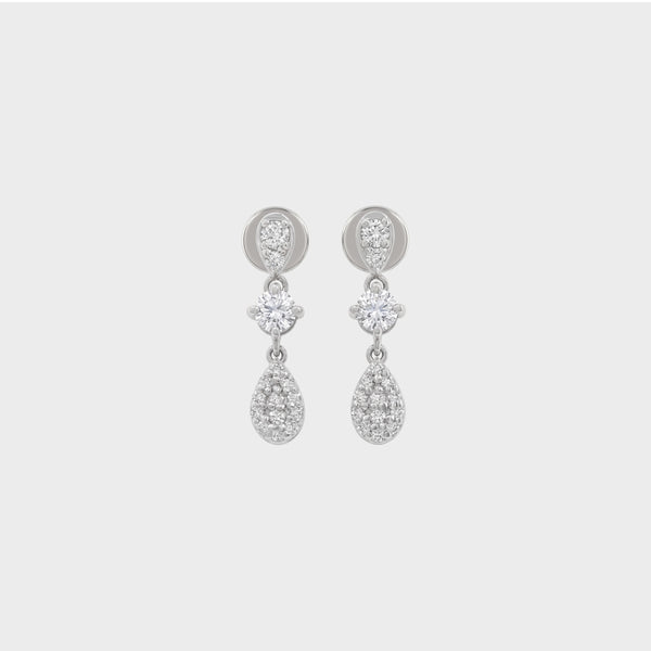 Lab Round Diamond Cluster Drop Dangle Earrings