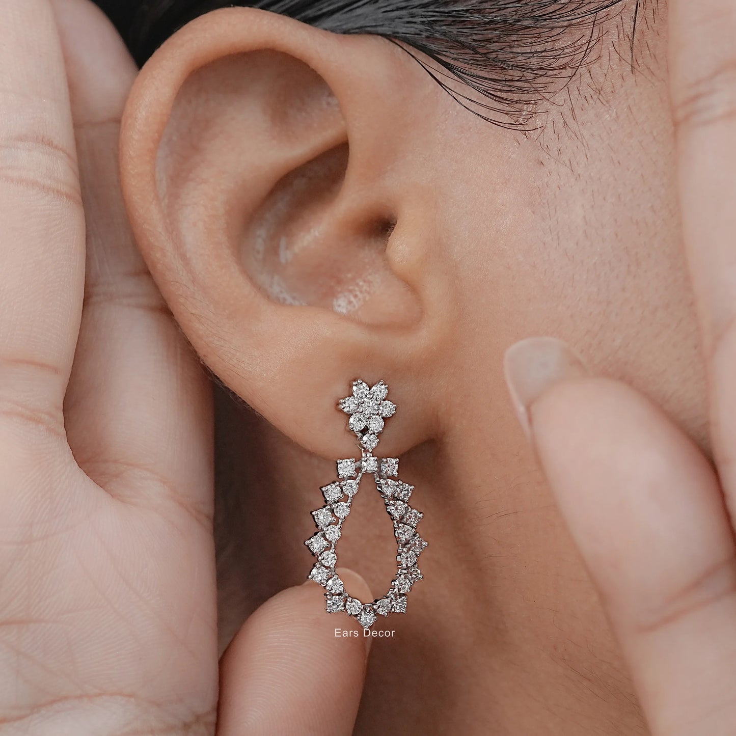 Open Pear Shape Drop Dangle Earrings