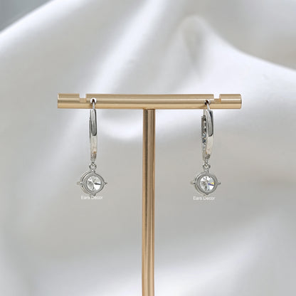 Round Cut Lab Diamond Dangle Drop Earrings