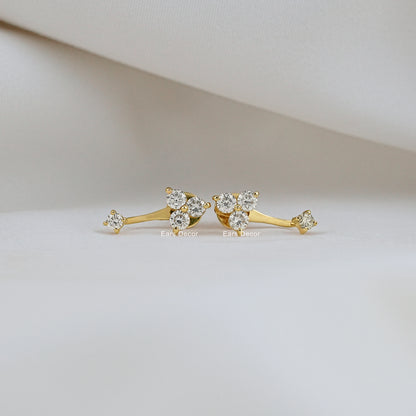 Round Diamond Ear Jacket Stud Earring