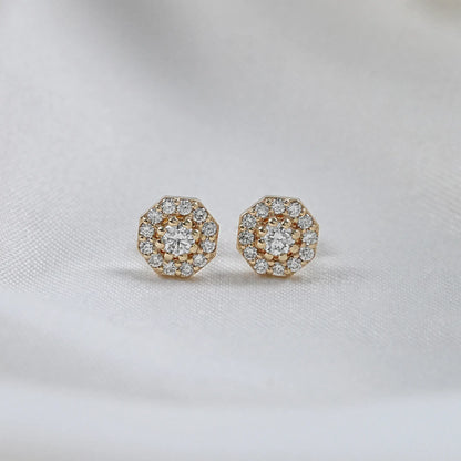 Brilliant Cut Round Lab Diamond Halo Stud Earrings