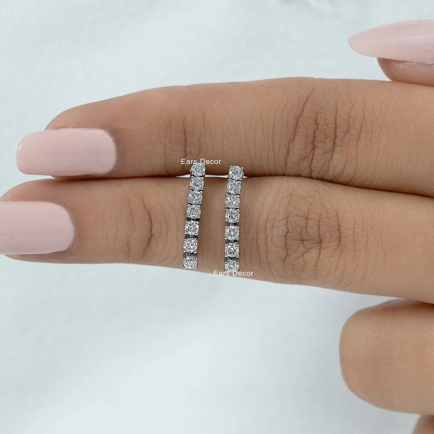 Round Lab Diamond Linear Dangle Earring