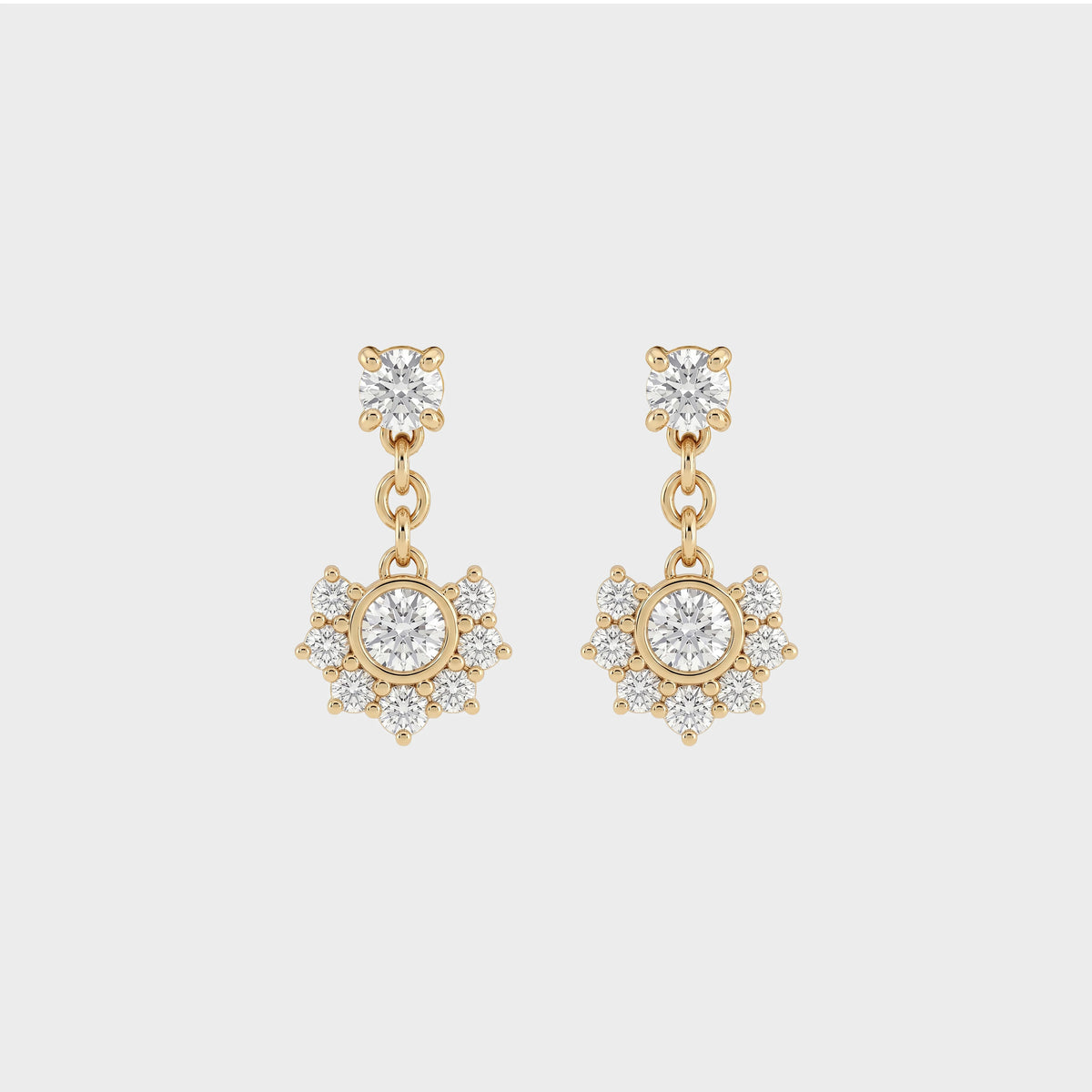 Natural Round Diamond Half Halo Dangle Earrings