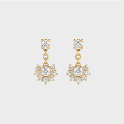 Natural Round Diamond Half Halo Dangle Earrings