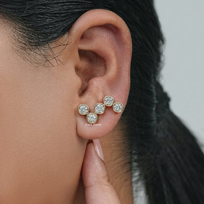 Round Cut Zig Zag Diamond Stud Earring