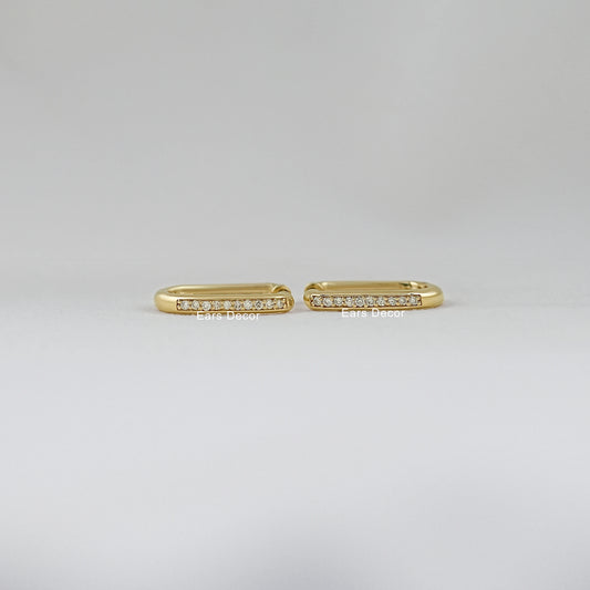Round Diamond Channel Set Hoop Earring