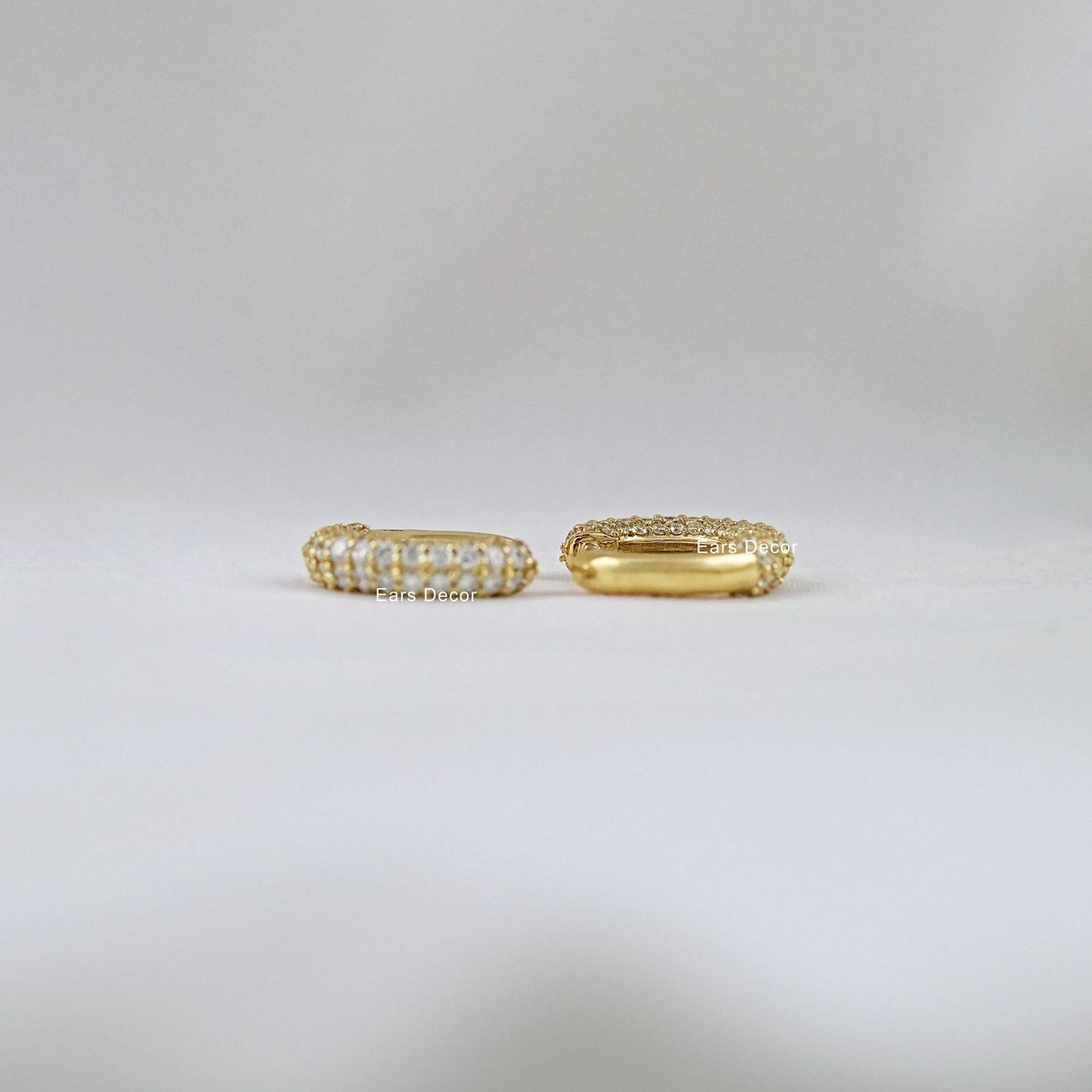 Round Diamond Pave Set Huggie Hoop Earring