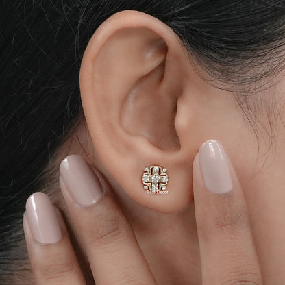 Round Cut Lab Diamond Cluster Earrings